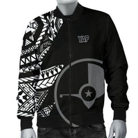 Yap Men's Bomber Jacket - Micronesian Pattern Flash Black - Polynesian Pride