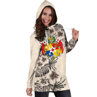 Tonga Hoodie Dress - Tonga Coat Of Arms & Beige Hibiscus - Polynesian Pride