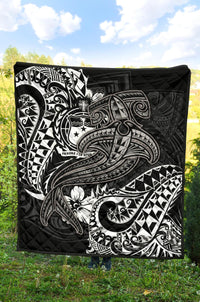 Samoa Premium Quilt - White Shark Polynesian Tattoo - Polynesian Pride