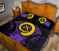 Vanuatu Polynesian Quilt Bed Set Hibiscus Purple - Polynesian Pride