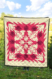 Hawaiian Tropical Pattern Premium Quilt - Pink - Argu Style - AH - Polynesian Pride