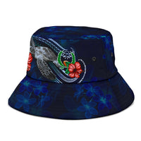 Pohnpei Polynesian Bucket Hat - Blue Turtle Hibiscus - Polynesian Pride