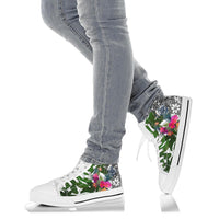 Palau High Top Shoes White - Turtle Plumeria Banana Leaf Crest - Polynesian Pride