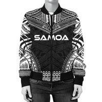Samoa Polynesian Chief Women'S Bomber Jacket - Black Version - Polynesian Pride