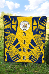 Niue Premium Quilt - Niue Seal Polynesian Dark BLue Tattoo - Polynesian Pride