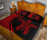Hawaiian Polynesian Turtle Quilt Bed Set - Circle Style Red - Polynesian Pride
