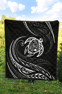 Hawaii Turtle Premium Quilt - White - Frida Style - Polynesian Pride