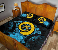 Vanuatu Polynesian Quilt Bed Set Hibiscus Blue - Polynesian Pride