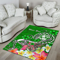 Tonga Custom Personalised Area Rug - Turtle Plumeria (Green) - Polynesian Pride