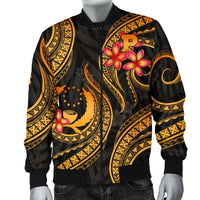 Pohnpei Micronesian Men Bomber Jacket - Gold Plumeria - Polynesian Pride