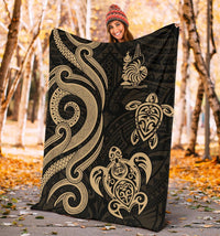 New Caledonia Premium Blanket - Gold Tentacle Turtle - Polynesian Pride