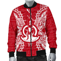 Vanuatu Polynesian Men's Bomber Jacket Map Red White - Polynesian Pride