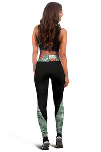 Hawaii Tropical Palm And Hibiscus Red Leggings - Polynesian Pride