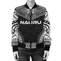 Nauru Polynesian Chief Women'S Bomber Jacket - Black Version - Polynesian Pride