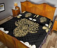 Hawaii Polynesian Turtle Mix Plumeria Gold - Quilt Bed Set AH - Polynesian Pride