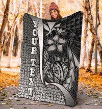 Polynesian Hawaii Custom Personalised Premium Blanket White - Turtle with Hook - Polynesian Pride