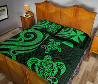 Wallis and Futuna Quilt Bed Set - Green Tentacle Turtle - Polynesian Pride