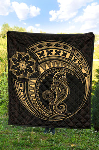 Polynesian Quilt - Polynesian Gold Seahorse Tattoo - Polynesian Pride