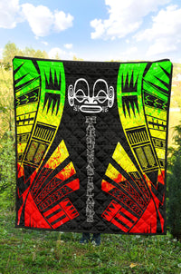 Marquesas Islands Premium Quilt - Marquesas Islands Tiki Face Polynesian Reggae Tattoo - Polynesian Pride