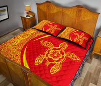 Hawaii Quilt Bed Set Turtle Polynesian - Circle Style Red And Yellow - Polynesian Pride