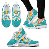 Hawaii Polynesian Hibiscus Sneakers - JVT Style - Cyan - Polynesian Pride
