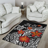 Hawaiian Map Turtle Swim Plumeria Polynesian Rug - J6 - Polynesian Pride
