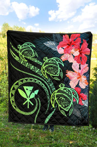 Hawaii Turtle Polynesian Tropical Premium Quilt - Cora Style Yellow - Polynesian Pride