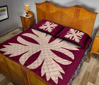 Hawaiian Royal Pattern Quilt Bed Set - Pink - C3 Style - Polynesian Pride