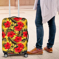 Tropical Flowers And Palm Leaves Luggage Cover - Polynesian Pride