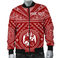 Tonga Personalised Men's Bomber Jacket - Tonga Seal With Polynesian Tattoo Style (Red) - Polynesian Pride