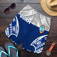 Guam Polynesian Men's Shorts - Pattern With Seal Blue Version - Polynesian Pride