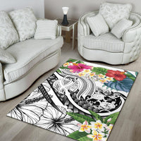 Tonga Polynesian Area Rug - Summer Plumeria (White) - Polynesian Pride
