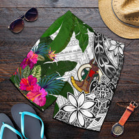 Vanuatu Men's Short White - Turtle Plumeria Banana Leaf - Polynesian Pride