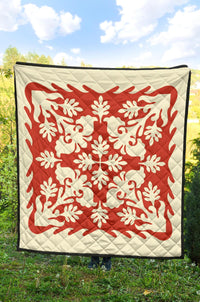 Hawaiian Tropical Pattern Premium Quilt - Red - Argu Style - AH - Polynesian Pride