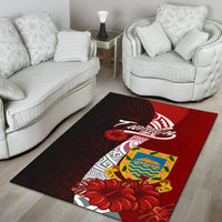 Tuvalu Polynesian Area Rug - Coat Of Arm With Hibiscus - Polynesian Pride