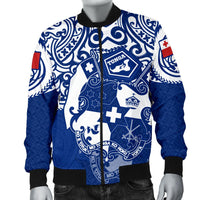 Tonga Polynesian Bomber Jacket (Men) - Tongan Pride (Bright Blue) - Polynesian Pride