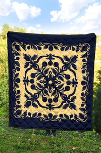 Hawaii Premium Quilt Royal Pattern - Indigo - Polynesian Pride