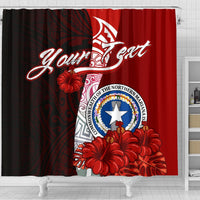 Northern Mariana Islands Polynesian Custom Personalised Shower Curtain - Coat Of Arm With Hibiscus - Polynesian Pride