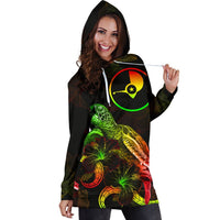 Yap Polynesian Hoodie Dress - Turtle With Blooming Hibiscus Reggae - Polynesian Pride