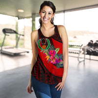 Pohnpei Women's Racerback Tank - Polynesian Hook And Hibiscus (Red) Art - Polynesian Pride