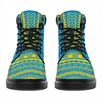 Tuvalu Leather Boots - Polynesian Flag Chief Version - Polynesian Pride