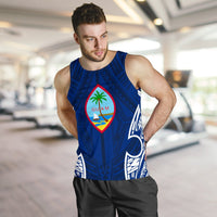Guam Polynesian Men's Tank Top - Pattern With Seal Blue Version - Polynesian Pride