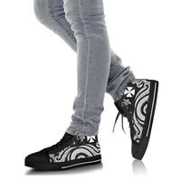 Wallis and Futuna High Top Canvas Shoes - White Tentacle Turtle - Polynesian Pride