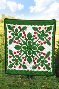 Hawaiian Fresh Fruit Tropical Pattern Premium Quilt - Green - Argu Style - AH - Polynesian Pride
