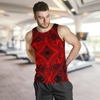 Polynesian Plumeria Mix Red Black Hawaii Men's Tank Top - Polynesian Pride