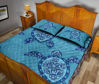 Hawaii Quilt Bed Set - Blue Turtle Quilt Bed Set - Polynesian Pride