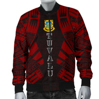 Tuvalu Men Bomber Jackets - Polynesian Tattoo Red - Polynesian Pride