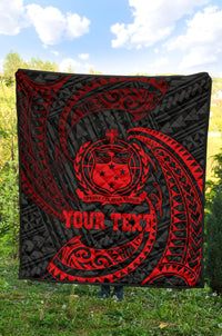 Samoa Polynesian Custom Personalised Premium Quilt - Red Tribal Wave - Polynesian Pride