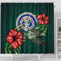 Northern Mariana Islands Polynesian Shower Curtain - Green Turtle Hibiscus - Polynesian Pride