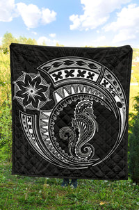 Polynesian Quilt - Polynesian White Seahorse Tattoo - Polynesian Pride